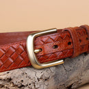Belt Copper Buckle Designer Genuine Leather Belts For Men Woven Male Strap Braided Belts Man 3.8cm width belt for Jeans