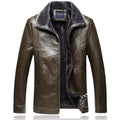 Winter Long Fleece Fur Collar Men Leather Jacket Parka Coat Overcoat Velvet Warm Casual Outwear Windbreaker