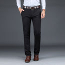 Men Suit Pants Straight Stretch Solid Silk Long Dress Baggy Comfortable Meeting Office Black Blue Trousers