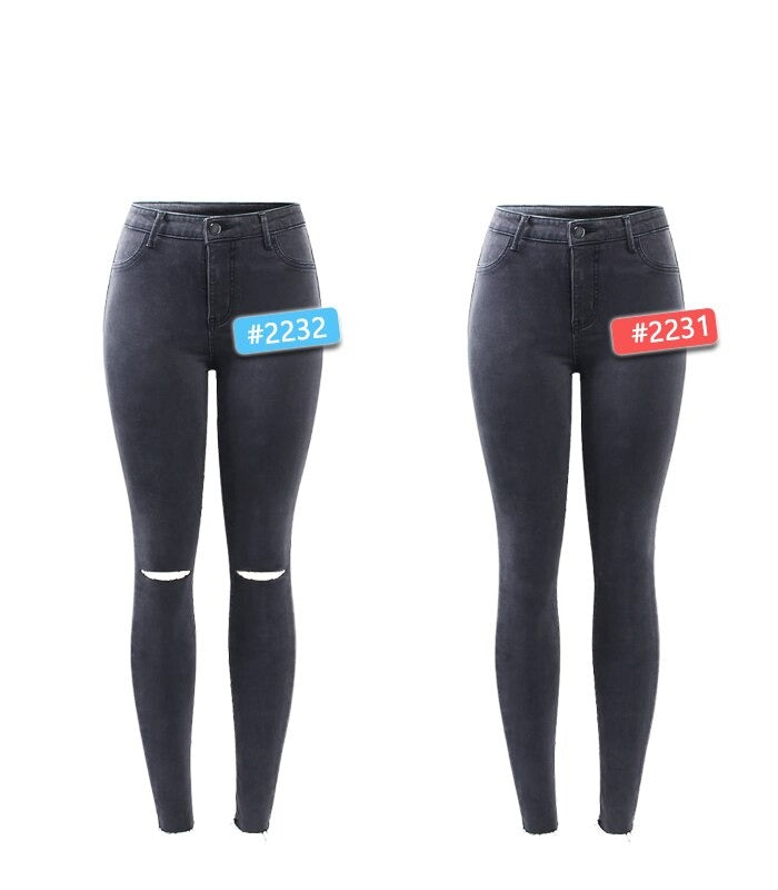 Dark Grey Jeans Women`s Stretchy Denim Pencil Skinny Pants Trousers For Women