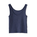 Vintage Women Soft Cotton Slim Tank Summer Ladies Sleeveless Solid Short Tops Girls Chic Streetwear Top