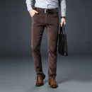 Men Thick Corduroy Business Straight Casual trousers Men Mid-rise Slim Casual pants