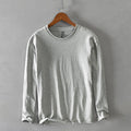 Men Spring Fall Solid Style Simple Minimalist Cotton Long Sleeve T-shirt Male Business Casual Classical Top