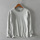 Men Spring Fall Solid Style Simple Minimalist Cotton Long Sleeve T-shirt Male Business Casual Classical Top