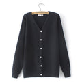 Women Knitted Cardigan Temperament Pure V-Neck Jumpers Autumn Basic Long Sleeve Curve Sweater