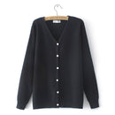 Women Knitted Cardigan Temperament Pure V-Neck Jumpers Autumn Basic Long Sleeve Curve Sweater