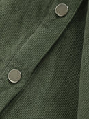 Corduroy Flap Pockets Cargo Shacket Women Drop Shoulder Utility Shirt Jacket Turn Down Collar Long Sleeve Tops Women Coat