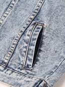 Streetwear Denim Jacket For Women Lapel Long Sleeve Patchwork Pockets Solid Single Breasted Jackets Female Clothing