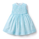 Baby Girl Smocking Dress Children Hand Made Smocked Embroidery Blue Cotton Dresses Girl Spanish Boutique Frocks Clothes