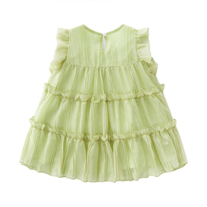 Baby Girl Cake Dress with Hairband Children Summer Flying Sleeve Dresses Kids O Neck Frocks Babies Party Clothes