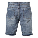 Cotton Straight Leg Short Jeans Men Casual Solid Color Hole Blue Denim Shorts Men New Summer Quality Mens Jeans Pants
