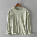 Men Spring Fall Solid Style Simple Minimalist Cotton Long Sleeve T-shirt Male Business Casual Classical Top