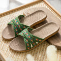 Summer Women Flax Slippers Breathable Linen Cross Belt Slides For Girls Casual Flat Sandals Indoor Slip On