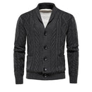 Men Fleece Cardigans Solid Color Single-breasted Casual Long-sleeved Knitted Sweater New Winter Sweaters Men