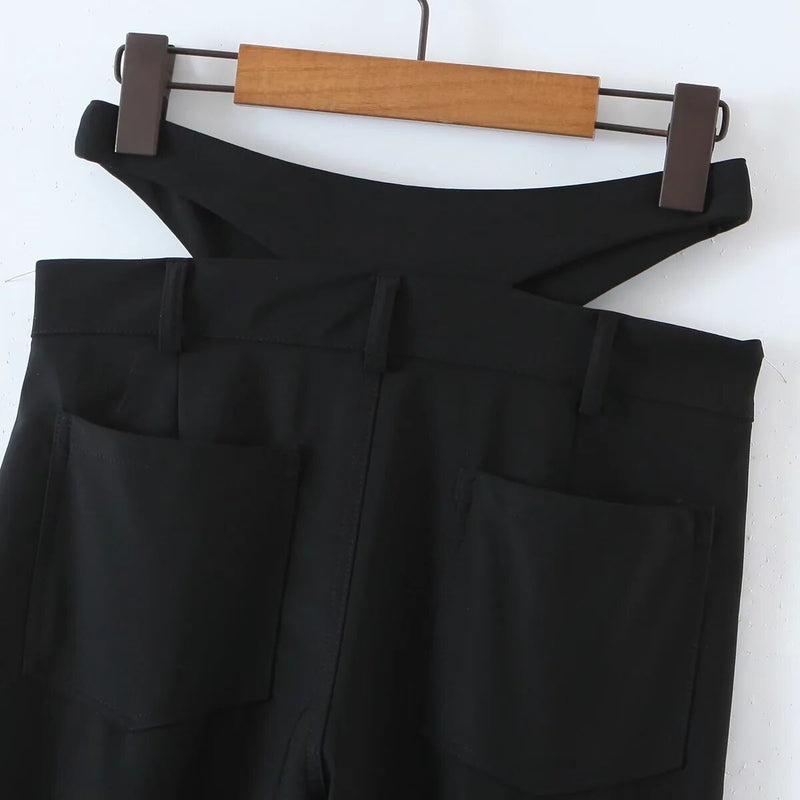 High Street Hollow Out Sexy High Waist Harem Pants Trousers Ins Blogger Slim Pencil Flare Pants Women
