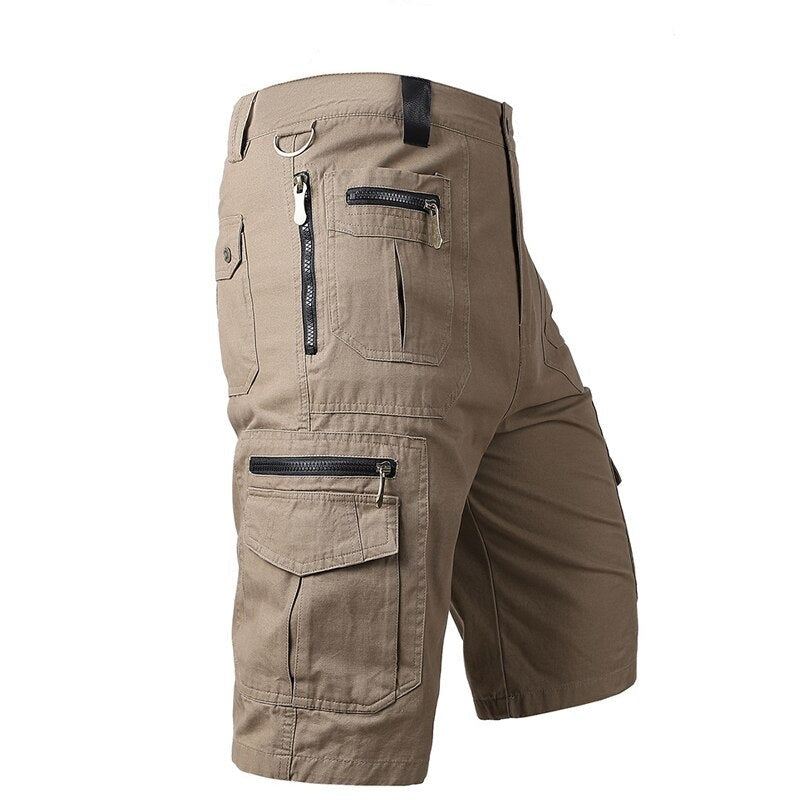Men shorts summer cotton multi pockets streetwear tactical joggers shorts zipper male fitness shorts