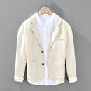 Casual Blazer Men Solid All-Match Suits Jackets Pure Linen Breathable Turn-down Collar Outerwear Coat