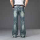 Mens Four Seasons New High-Waist Flared Jeans High-Quality Loose Wide-Leg Casual Pants