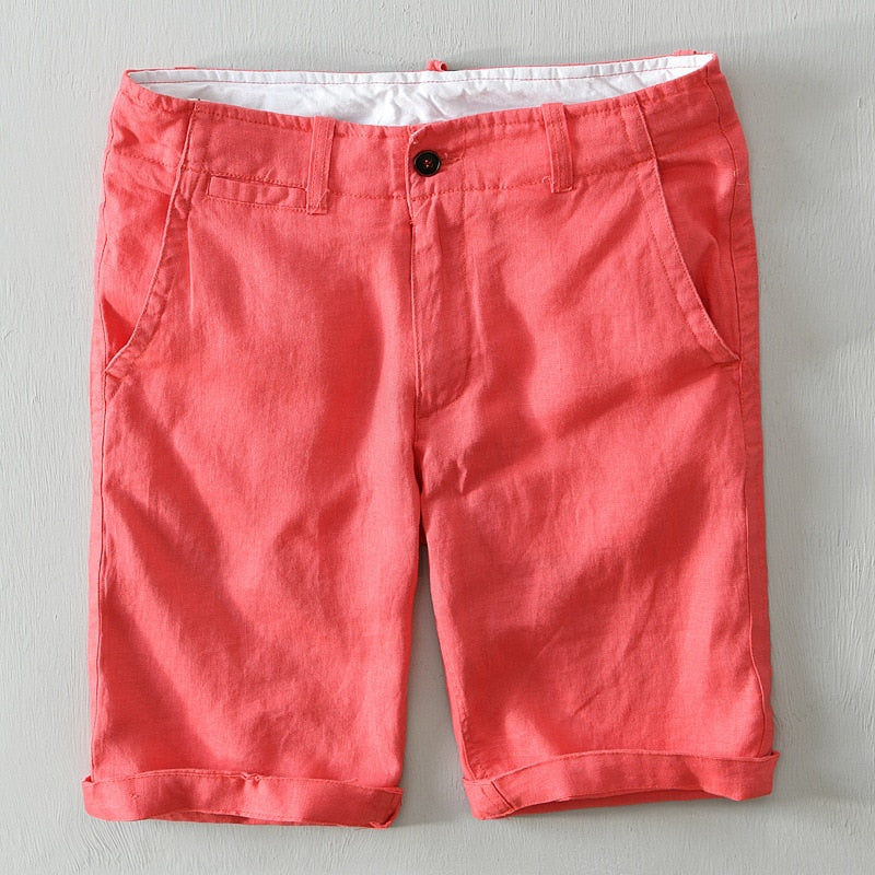 Linen Shorts Men Summer Loose Beach Holiday Shorts Man Casual Shorts
