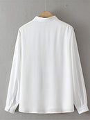 White Shirt For Women Solid Tops Brief Long Sleeve Double Layer Chiffon Loose Blouses Autumn
