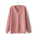 Women Knitted Cardigan Temperament Pure V-Neck Jumpers Autumn Basic Long Sleeve Curve Sweater