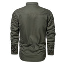 Casual Cotton Men Shirts Solid Stand Collar Pocket Button Up Shirts for Men Long Sleeve Shirts Men
