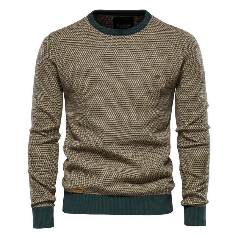 Cotton Spliced Pullovers Sweater Men Casual Warm O-neck Quality Mens Knitted Sweater Winter Sweaters for Men