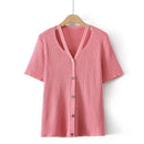 T-Shirt For Women Clothes Ice Silk Knitted Tops Casual Sexy Slim Off-The-Shoulder Tee Summer