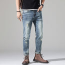 Men Spring And Summer High-Quality Classic Straight Jeans Mid-Waist
