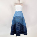Patchwork Denim Strapless Formal Dresses For Women Slash Neck Sleeveless High Waist Gradient Dress Female