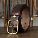 Genuine Leather Men Belt Fashion Copper Buckle Strap For Male Luxury Cummerbund