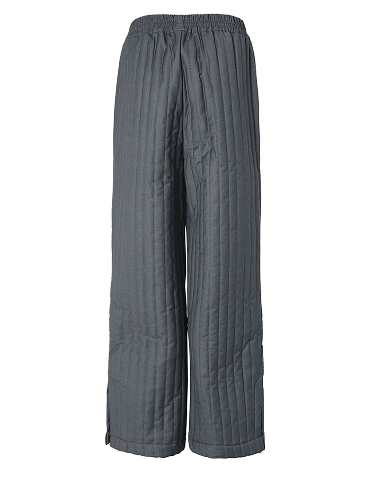 High Elastic Waist Cotton-padded Long Pants Loose Fit Trousers Women Tide Autumn Winter