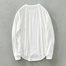 Autumn Men Solid White T-shirt Teens Simple Casual Loose Long Sleeve O-neck Pullover Soft Tops Tee