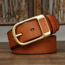 3.8cm Retro Jeans Belt Male Ceinture Vintage Brass Buckle Genuine Leather Belt For Men Waist Strap Homme Casual
