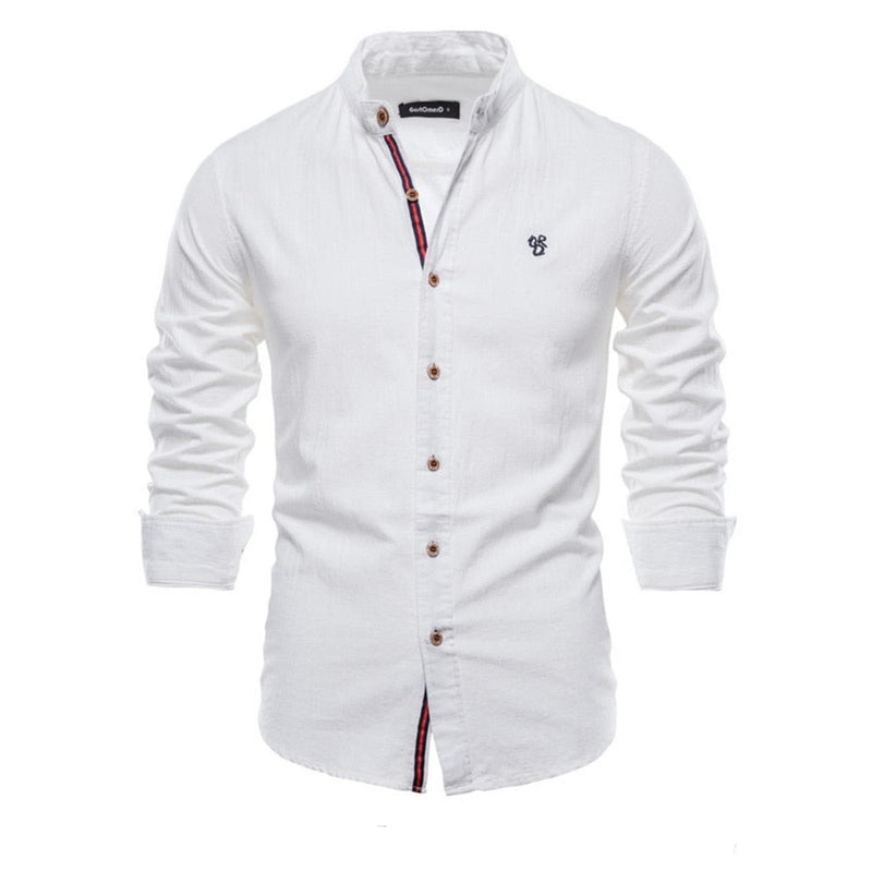 Spring Cotton Social Shirt Men Solid Long Sleeve Shirt for Men Lapel Casual Social Men Shirts