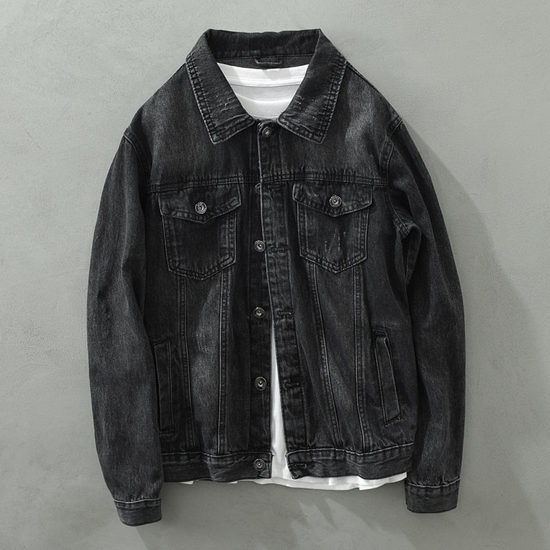 Spring New Vintage Letter Denim Shirts Jackets for Men Cotton Casual Long Sleeve Coats Quality Clothes