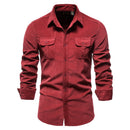Corduroy Cotton Shirts Men Business Casual Lapel Solid Color Slim Fit Men Shirt New Autumn Shirt for Men