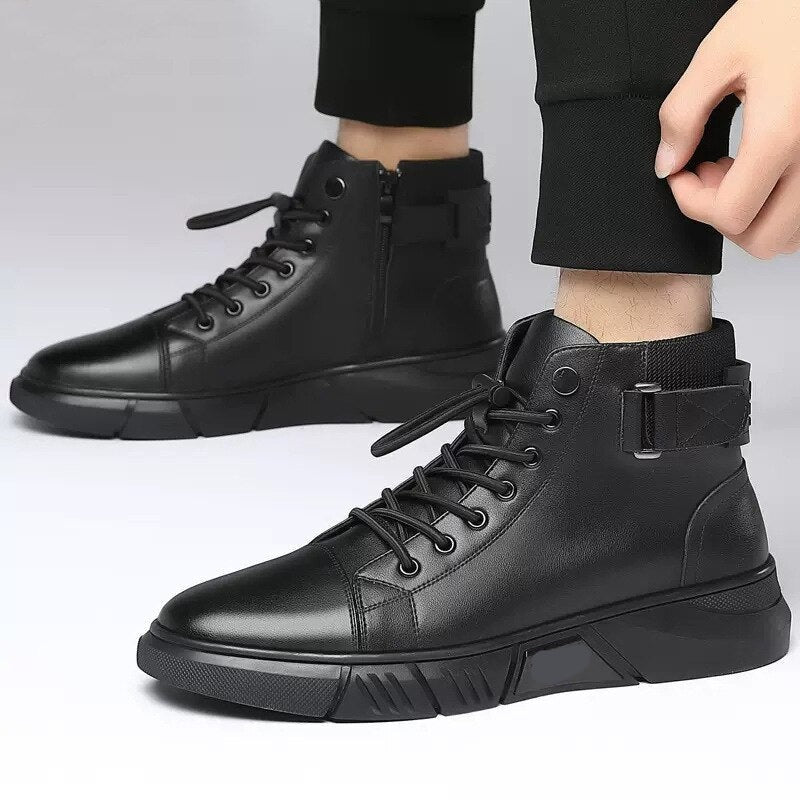 Autumn Winter Men Shoes High Top Leather Versatile Boots For Men