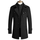 Men Winter Warm Woolen Coats Thicken Casual Jackets Slim Fit Long Section Windbreaker Trench Pea Coat