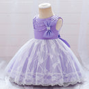 Baby Girls Lace Tulle Dress Kids Birthday Wedding Party Dresses Children Baptism Bowknot Princess Dresses