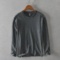 Men Spring Fall Solid Style Simple Minimalist Cotton Long Sleeve T-shirt Male Business Casual Classical Top