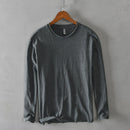 Men Spring Fall Solid Style Simple Minimalist Cotton Long Sleeve T-shirt Male Business Casual Classical Top