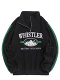 Men Hoodie Fall Winter Fleece Sweatshirts Letter Embroidery Turtleneck Hoodies Pullover