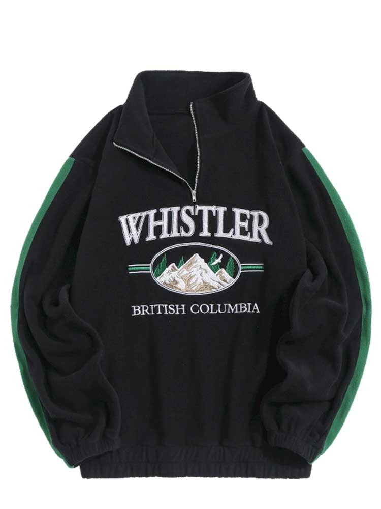 Men Hoodie Fall Winter Fleece Sweatshirts Letter Embroidery Turtleneck Hoodies Pullover