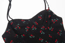 France Sexy Spaghetti Forking Party Dress Indie Folk vintage Cherry Suspender Dress Women