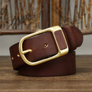 3.8cm Retro Jeans Belt Male Ceinture Vintage Brass Buckle Genuine Leather Belt For Men Waist Strap Homme Casual