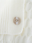 Knitting Pullovers Sweater Buckle Elegant Simple Style Lapel Long Sleeve Women Spring