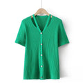 T-Shirt For Women Clothes Ice Silk Knitted Tops Casual Sexy Slim Off-The-Shoulder Tee Summer