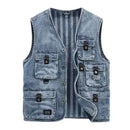 Denim Vest Jacket Men Clothing Casual Jean Black Coats Vests For Men Winter Multi-pocket Sleeveless Work Vest