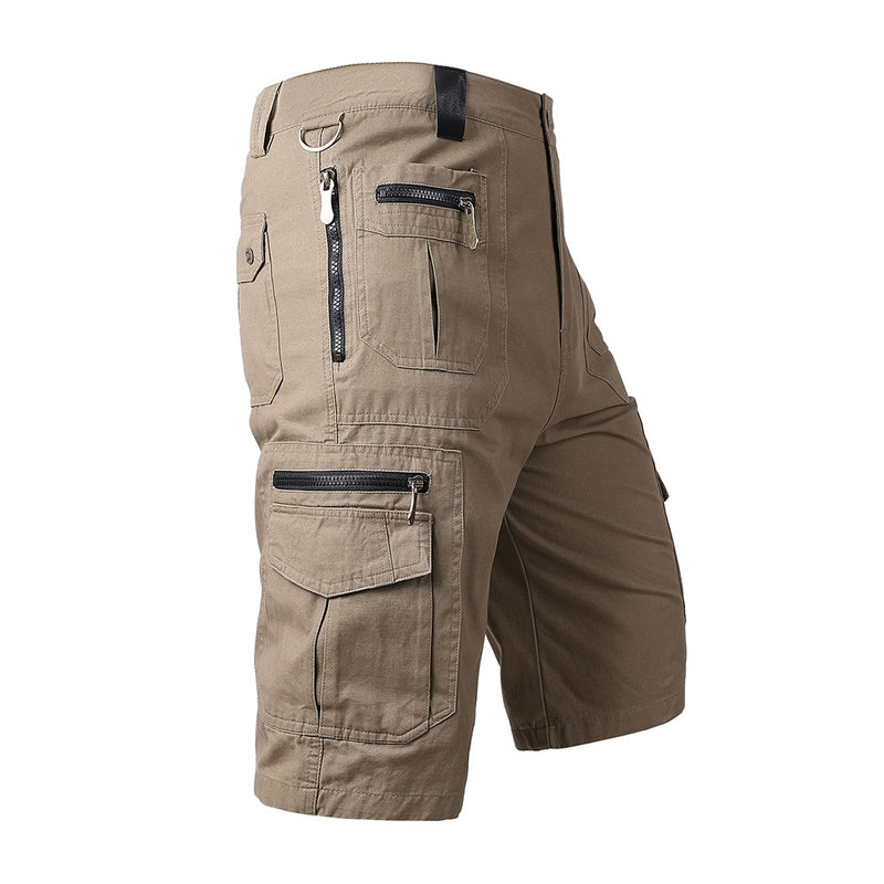 Men shorts summer cotton multi pockets streetwear tactical joggers shorts zipper male fitness shorts